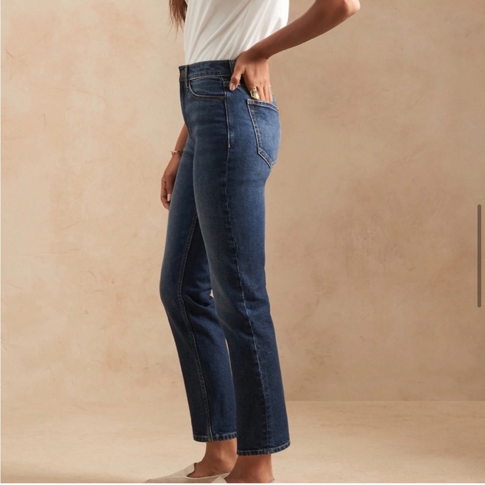 Banana Republic Women's Straight Leg Jeans in Dark Blue Denim